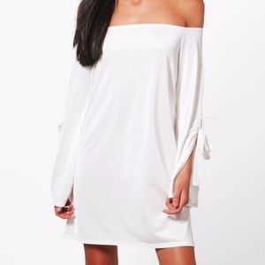 BooHoo Mallory Off the Shoulder Swing Dress